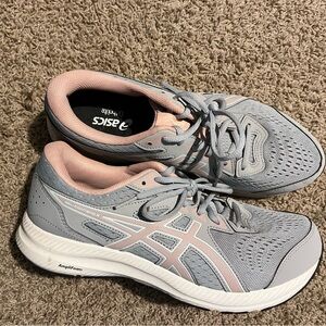 Asics Gray and Pink Athletic Shoes with Cushioned Sole